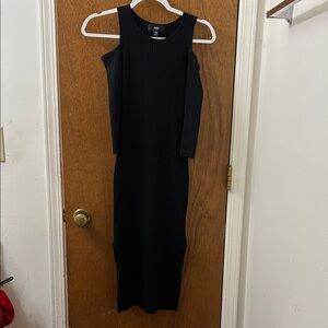 Black Long Sleeve Open Shoulder Sweater Dress